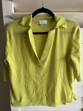 NHBT Lime Green V-Neck Polo Cashmere Sweater! 💚💚💚💚